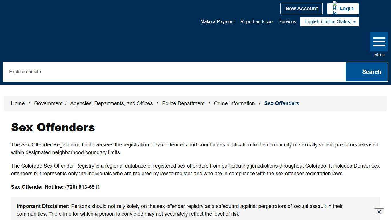 Sex Offenders - City and County of Denver