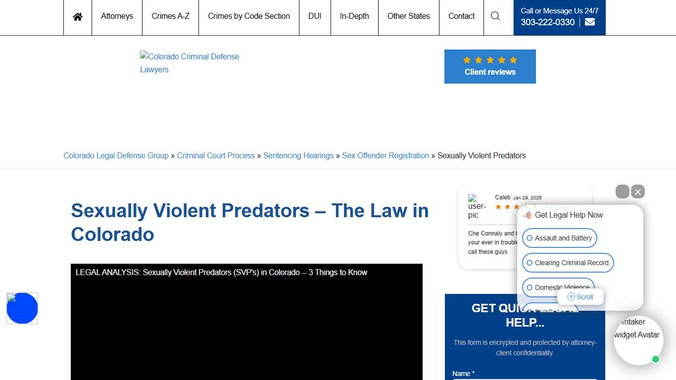 Sexually Violent Predators (SVPs) - The Law in Colorado